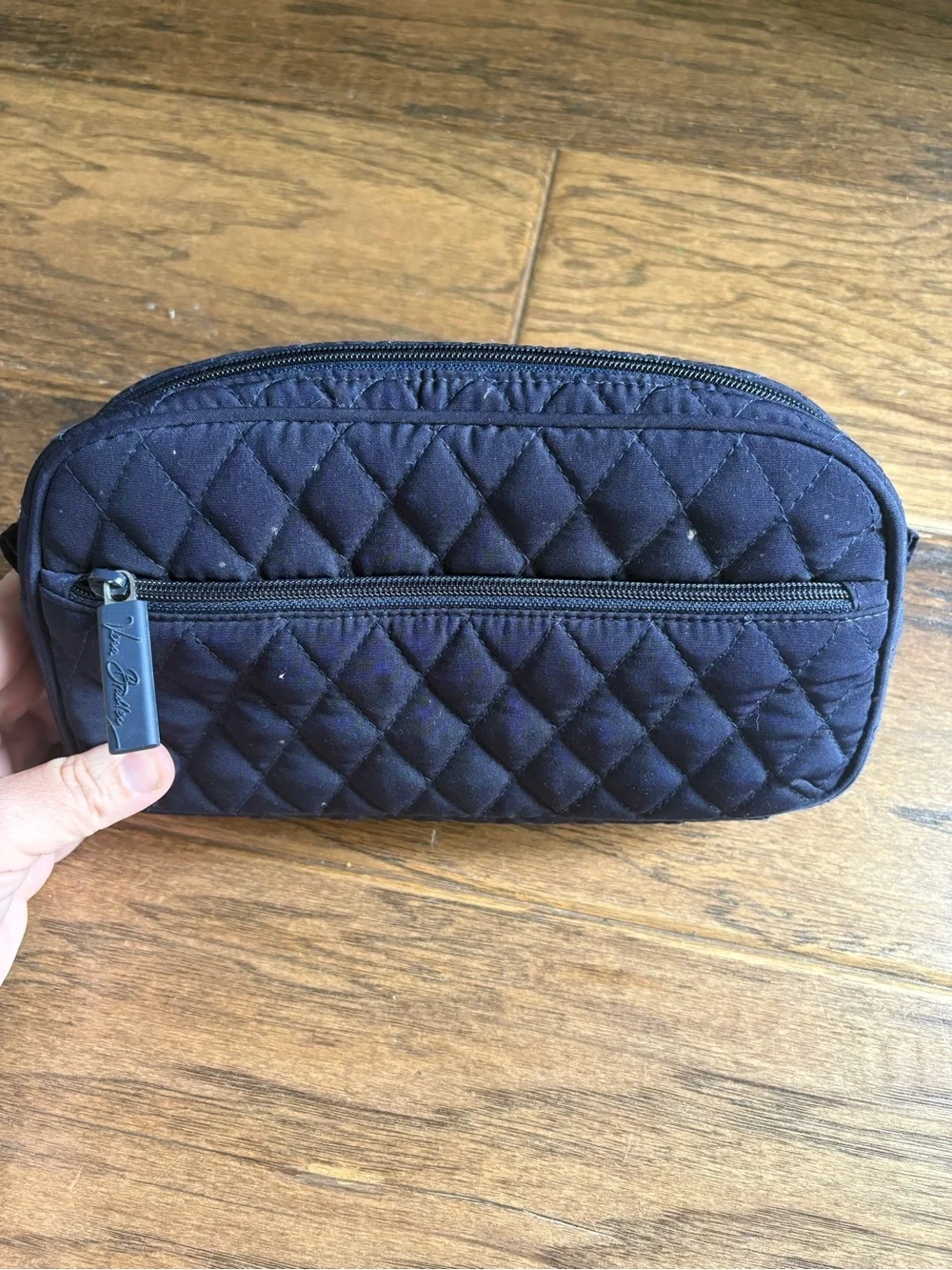 Vera Bradley Navy Quilted Zip Cosmetic Pouch Trip Kit